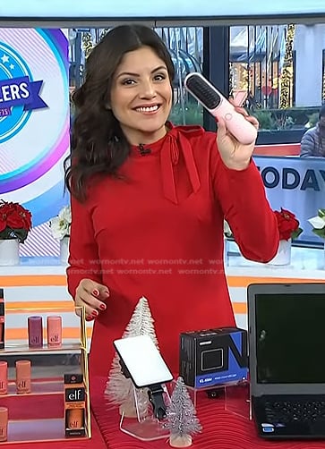 Adrianna's red tie neck dress on Today