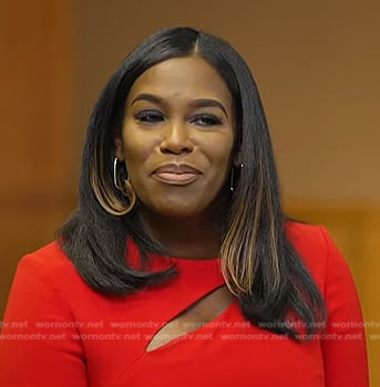 Adrienne Broaddus's red cutout dress on NBC News Daily