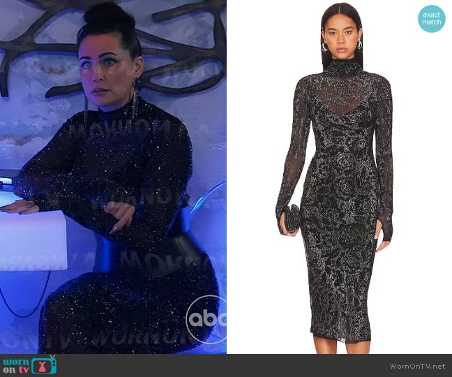 AFRM Shailene Rosette Rhinestone Dress worn by Lois Cerullo (Rena Sofer) on General Hospital