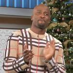 Akbar’s beige plaid sweater on The Talk