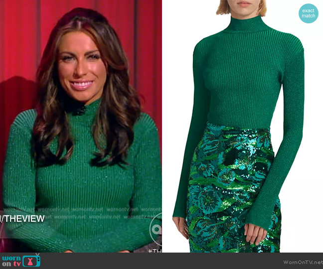 WornOnTV: Alyssa’s green floral metallic skirt and sweater on The View ...