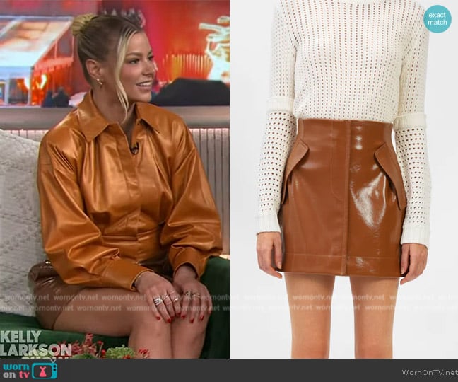 Aknvas Rubin Vegan Leather Skirt worn by Ariana Madix on The Kelly Clarkson Show