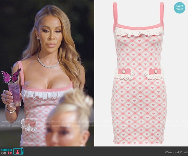 Alessandra Rich heart-print knit minidress worn by Lisa Hochstein (Lisa Hochstein) on The Real Housewives of Miami