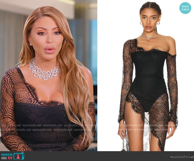 Alessandra Rich Web Lace Gown worn by Larsa Pippen (Larsa Pippen) on The Real Housewives of Miami