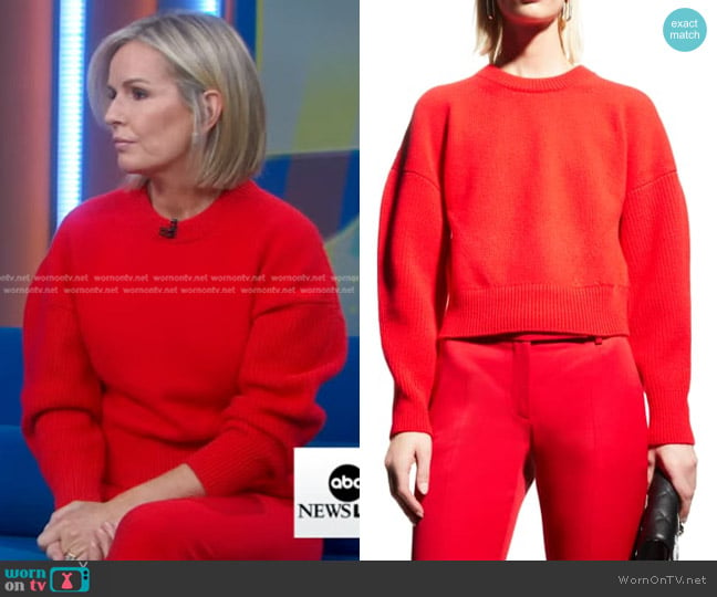 Alexander McQueen Cropped Crewneck Ribbed Wool Sweater worn by Dr. Jennifer Ashton on Good Morning America