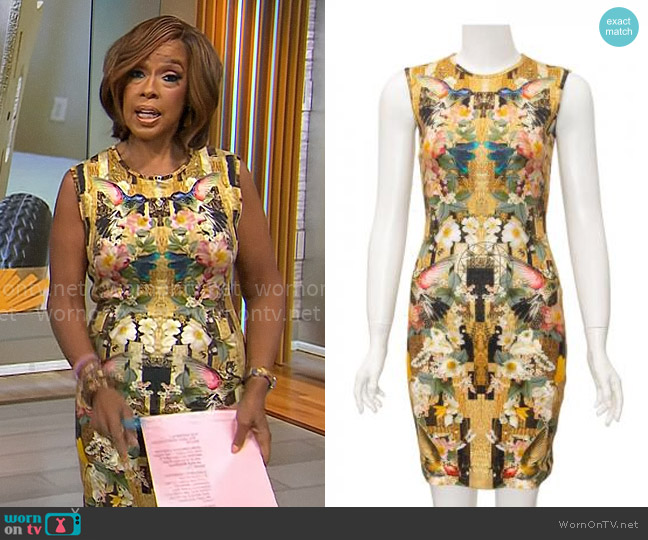 Alexander McQueen Hummingbird Dress worn by Gayle King on CBS Mornings