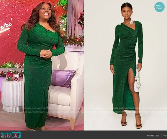 Alexia Admor Green Metallic Dress worn by Sherri Shepherd on Sherri