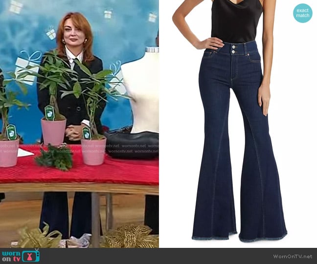 Alice + Olivia High-Rise Bell-Bottom Jeans in Dream On worn by Samantha Barry on Today