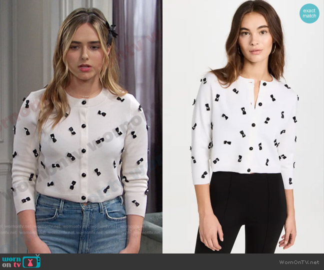 Alice + Olivia Daroda Cropped Cardigan worn by Holly Jonas (Ashley Puzemis) on Days of our Lives