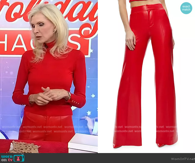 Alice + Olivia Dylan Vegan Leather High-Rise Pants worn by Lora McLaughlin Peterson on Today