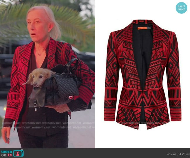 Alice + Olivia Christian Embroidered Silk Blazer worn by Marina (Marina) on The Real Housewives of Miami