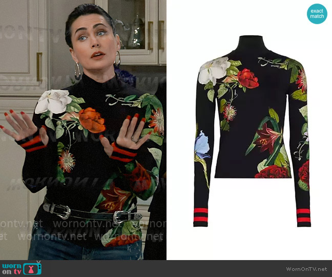 Alice + Olivia Delaina Mock Turtleneck Top worn by Lois Cerullo (Rena Sofer) on General Hospital