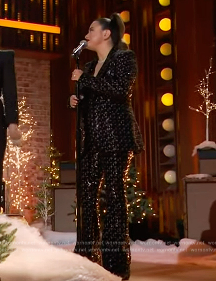 Ally Brooke's embellished blazer and jumpsuit on The Kelly Clarkson Show