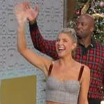 Amanda’s grey plaid bustier top and pants set on The Talk