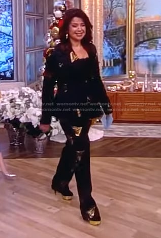 Ana's black and gold blazer and pants on The View