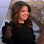 Ana’s black ruffle sleeve top and leather pants on The View