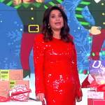 Ana’s red sequin long sleeve dress on The View