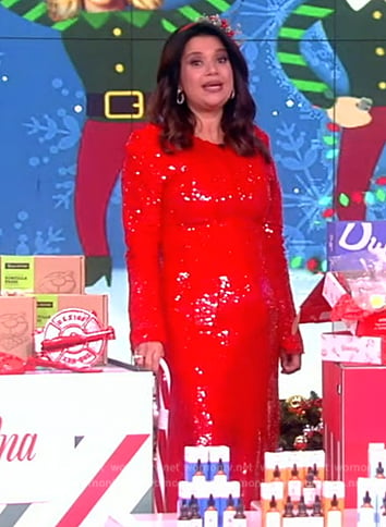 Ana's red sequin long sleeve dress on The View