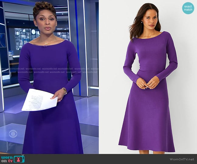 WornOnTV: Jericka’s purple long sleeve dress on CBS Evening News ...