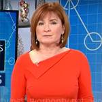 Anna Werner’s red folded neckline dress on CBS Mornings