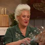 Anne Burrell’s green embroidered shirt on The Drew Barrymore Show