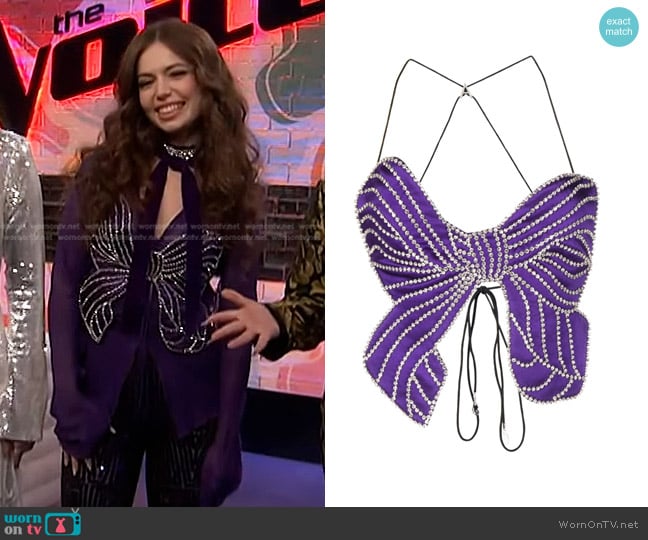 Area Crystal Bow Top worn by Mara Justine on The Voice