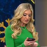 Ashley Bellman’s green ruched dress on CBS Mornings