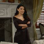 Audra’s black wide v-neck dress on The Young and the Restless