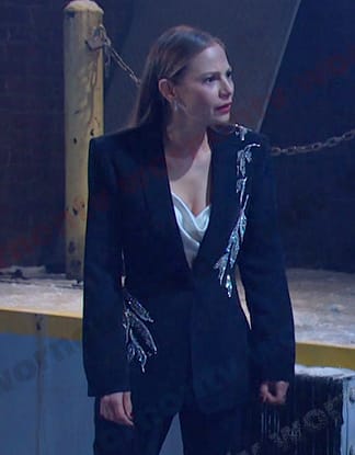 Ava's black embellished blazer on Days of our Lives