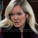 Ava’s black, white, and gold drop earrings on General Hospital