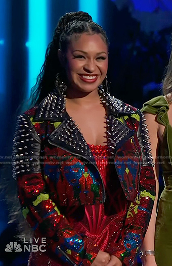 Azan’s embellished studded moto jacket on The Voice