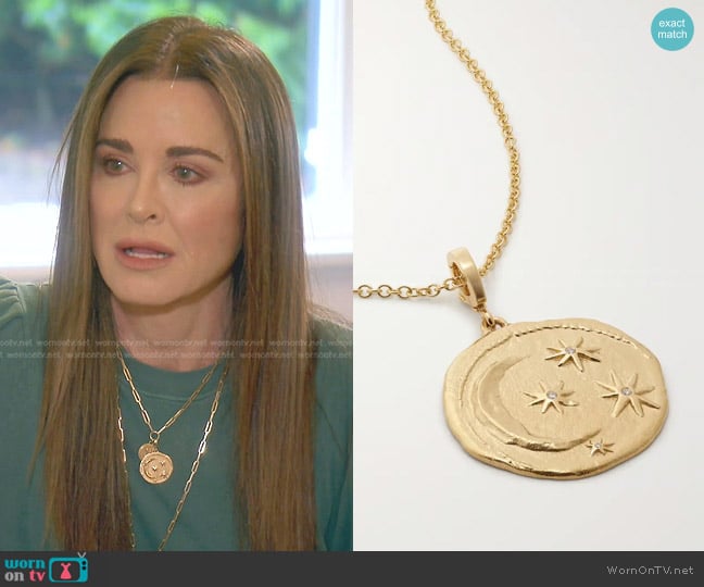 Azlee Cosmic 18-karat Gold Diamond necklace worn by Kyle Richards on The Real Housewives of Beverly Hills