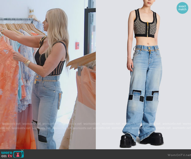 Balmain Wide-Leg Jeans with Technical Yoke worn by Alexia Echevarria (Alexia Echevarria) on The Real Housewives of Miami