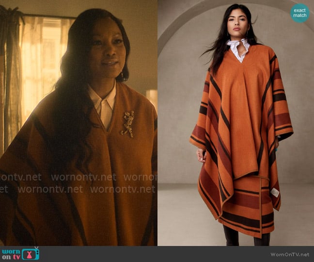 Banana Republic Emme Poncho in Sweet Ginger Stripe worn by Diana Gordon (Garcelle Beauvais) on The Other Black Girl