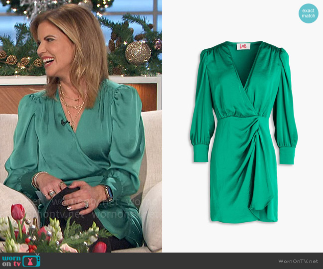 WornOnTV: Natalie’s green satin wrap dress on The Talk | Natalie ...