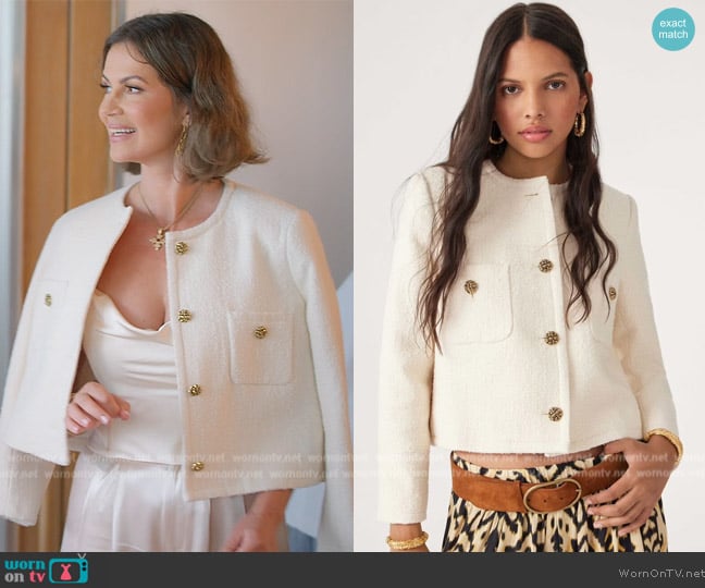 Ba&sh Meredith Short Patch Pocket Jacket worn by Julia Lemigova (Julia Lemigova) on The Real Housewives of Miami