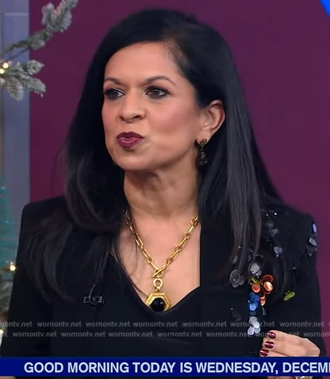 Bela Gandhi’s black embellished blazer on Good Morning America