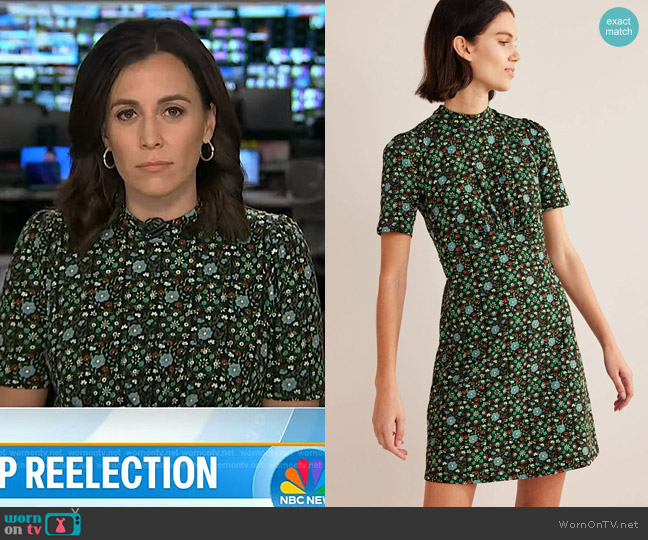 Boden Jersey Mini Dress in Black/Gardenia Swirl worn by Hallie Jackson on Today