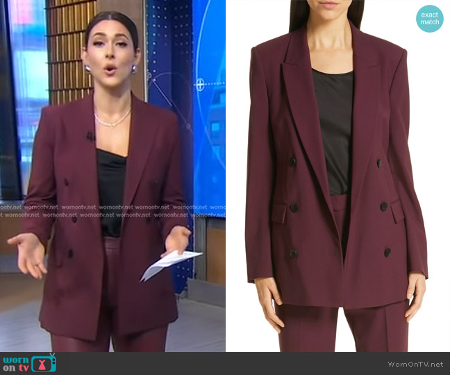 WornOnTV: Erielle’s burgundy double breasted blazer on Good Morning ...