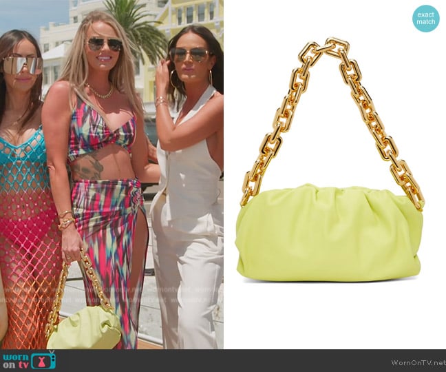 Bottega Veneta Green 'The Chain Pouch' Clutch worn by Whitney Rose on The Real Housewives of Salt Lake City