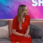 Brie Larson’s red ribbed polo dress on The Kelly Clarkson Show