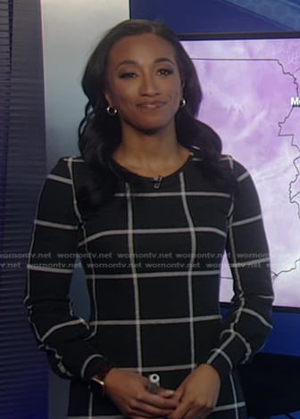 Brittany's black windowpane check dress on Good Morning America