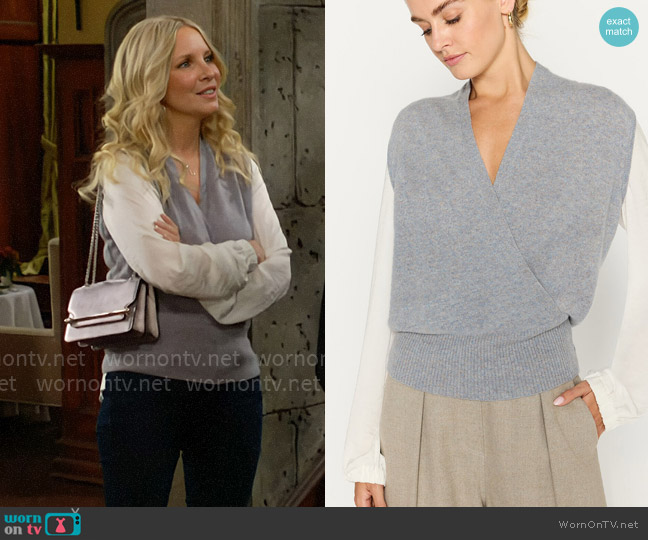 TV Fashion Trendsetter: Christine's Grey Wrap Sweater with Satin ...