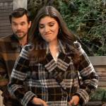 Brook Lynn’s plaid coat with leather patch pockets on General Hospital