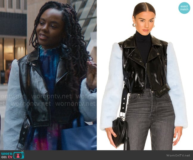 Camila Coelho Florencia Moto Jacket worn by Hazel-May McCall (Ashleigh Murray) on The Other Black Girl