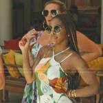 Candiace’s green floral halter dress on The Real Housewives Ultimate Girls Trip