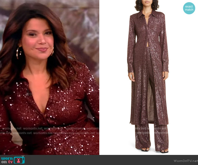 Cara Cara Margaret Long Sleeve Sequin Shirtdress worn by Ana Navarro on The View