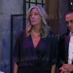 Carly’s navy draped NYE dress on General Hospital