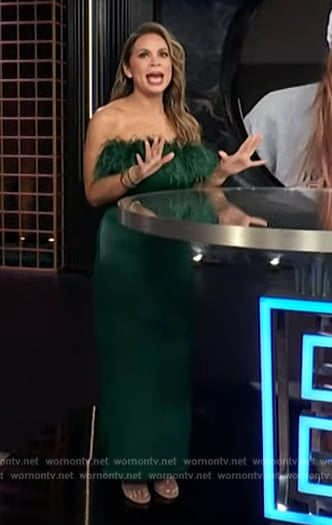 Carolina Bermudez green feather trim dress on E! News