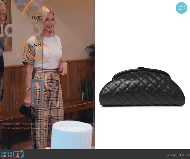 Chanel Caviar Quilted Timeless Clutch Black worn by Alexia Echevarria (Alexia Echevarria) on The Real Housewives of Miami